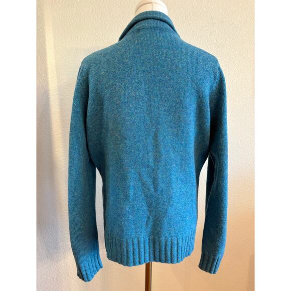 ANTHROPOLOGIE Lambswool Sweater Blazer | Blue Turquoise Autumn Cardigan | MEDIUM - Picture 5 of 9
